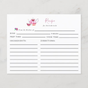 Fête des mariées Tea Party Recette Carte Pink Scri