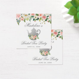 Fête des mariées Tea Party rose Floral Argent Tags