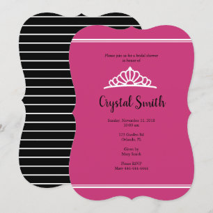 Fête des mariées Tiara Pink Stripe Invitation