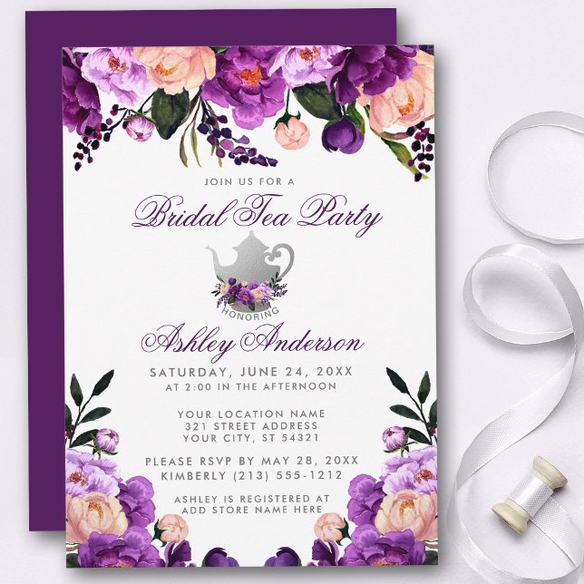 Fête des mariées violet Ultra Violet Invitation de (Customize to change text color,  size, style or color of back of card.)