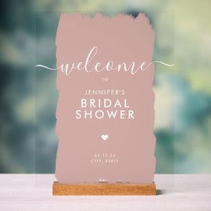 Fête des mariées Welcome Gold Script Paint Blush