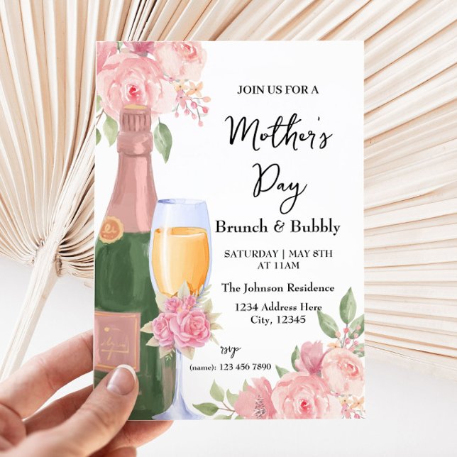 Fête des Mères Brunch et Bubbly Invitation (Créateur téléchargé)
