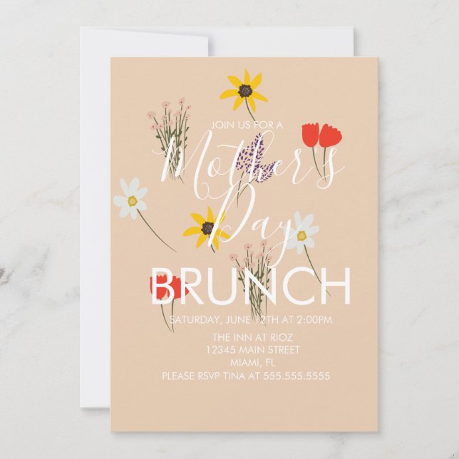 Fête des mères Brunch Wild Floral Invitation (Devant)
