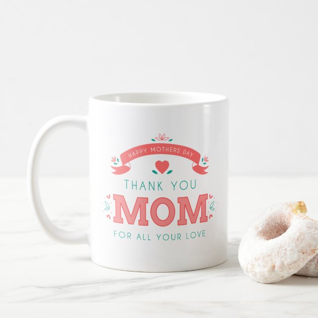 Fête des mères du Merci simple | Café Mug (Avec donut)