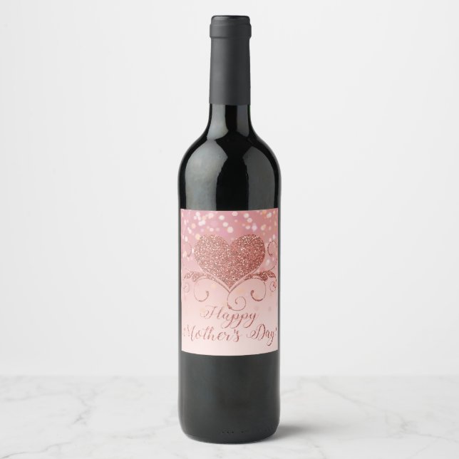 Fête des mères Étiquettes de vin | Coeur de Partie (Devant)