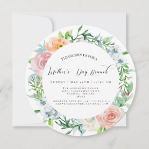 Fête des mères florales Brunch Circle Invitation