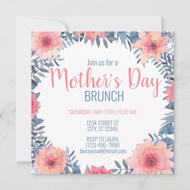 Fête des mères florales Brunch Invitation (Devant)
