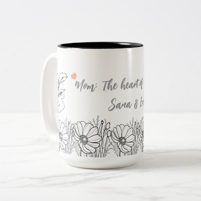 Fête des mères florales personnalisée Mug cadeau (Devant gauche)