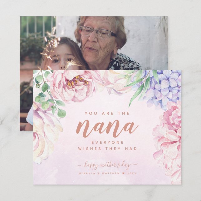 Fête des mères florales pour Nana Carte photo (Devant / Derrière)