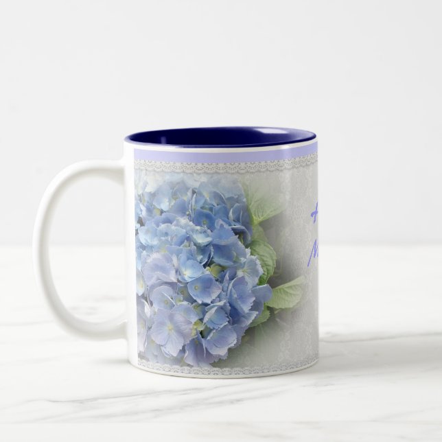 Fête des mères hydrangées bleues Mug (Gauche)