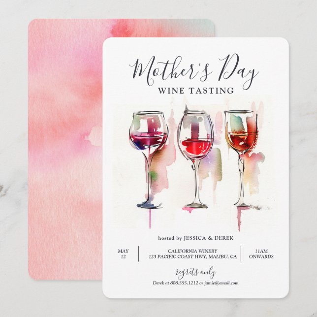Fête des mères Invitation dégustation de vin (Devant / Derrière)