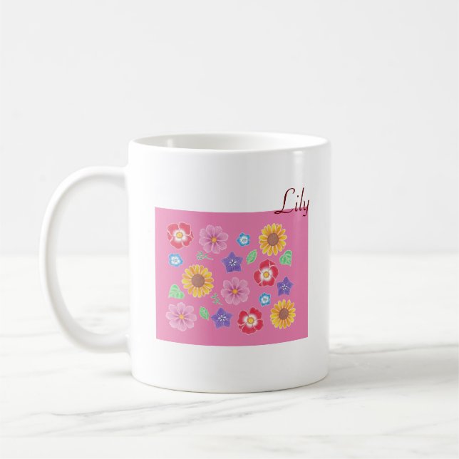 Fête des mères Maman & Fille Fleur Rose Jardin Mug (Gauche)