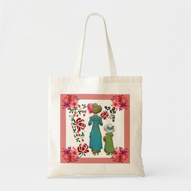 Fête des mères Maman Fille Roses rouges Sac fourre (Devant)