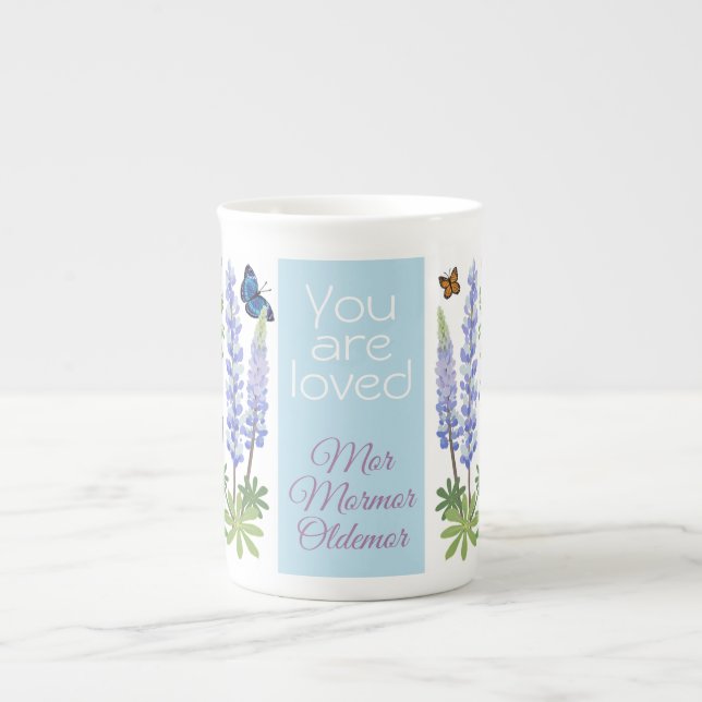 Fête des mères os Chine tasse fleurs & papillons (Devant)