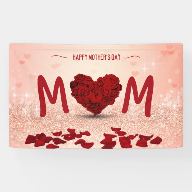 Fête des mères Rose Heart Bouquet - Bannière (Horizontal)