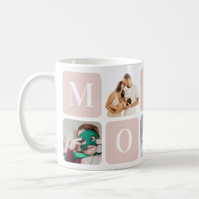 Fête des mères rose vif Photo Collage Mug (Gauche)