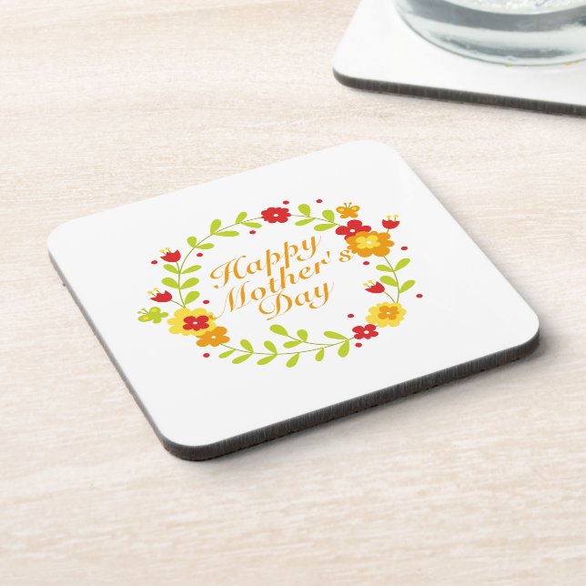 Fête des Mères simple et heureuse Dessous de verre (Côté gauche)