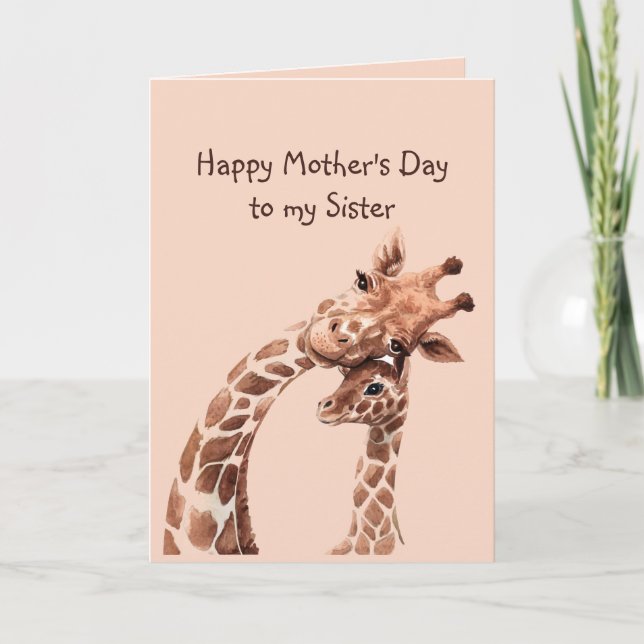 Fête des mères Soeur amusante Giraffe Carte d'anim (Devant)