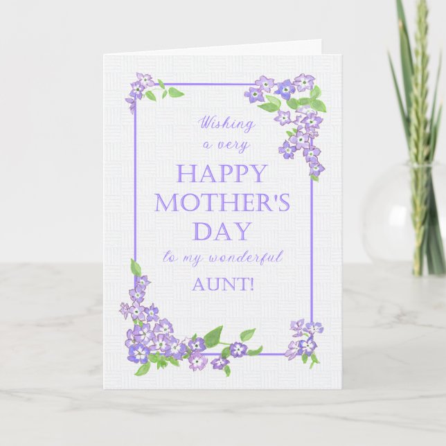 Fête des mères tante Jolie carte Fleurs Mauve Phlo (Devant)