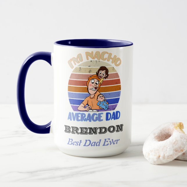 Fête des pères amusante tasse personnalisée (Avec donut)