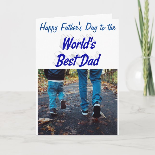 Fête des pères de meilleur papa Photo bleu carte t (Devant)