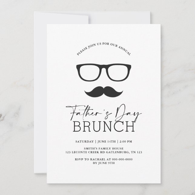 Fête des pères Élégante Rustique Brunch Invitation (Devant)