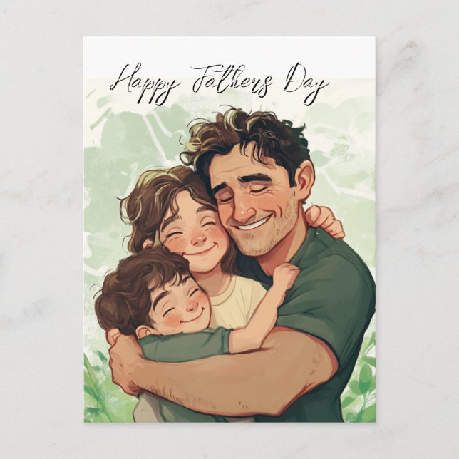 Fête des pères et fils de tout cœur carte postale (Devant)