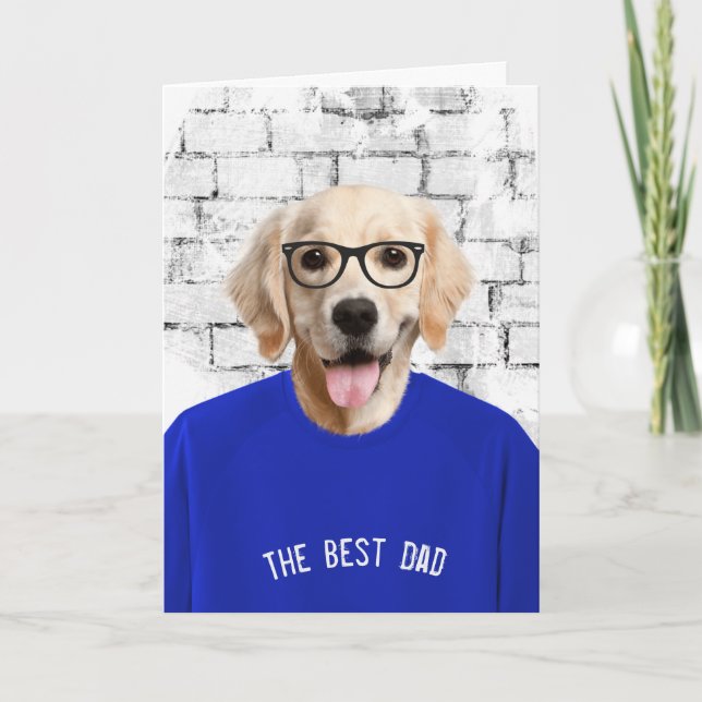 Fête des pères Golden Retriever en T-shirt carte (Devant)