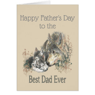 Fête des pères Meilleur papa Ever Wolf Aquarelle A