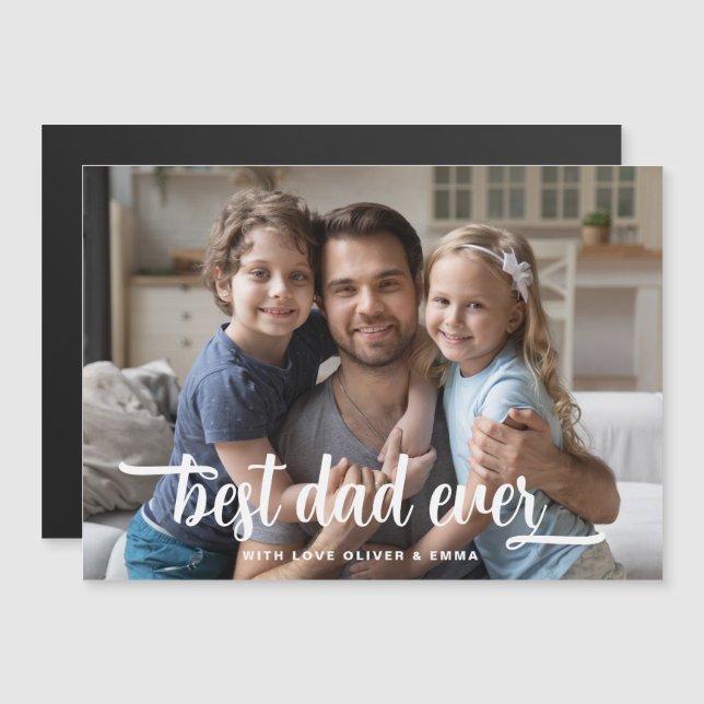 Fête des pères Meilleur papa Jamais Photo Magnet C (Devant / Derrière)