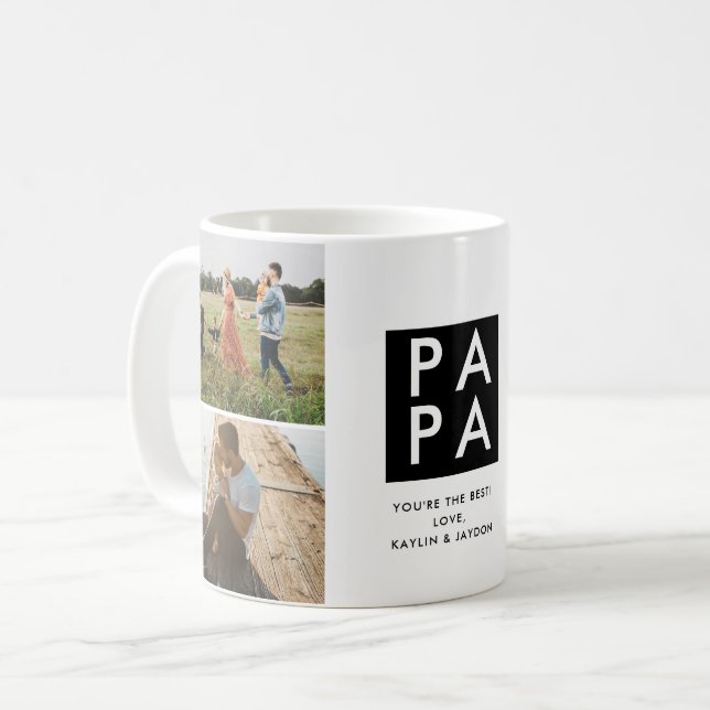 Fête des pères Papa Photo Collage Café Mug (Devant gauche)
