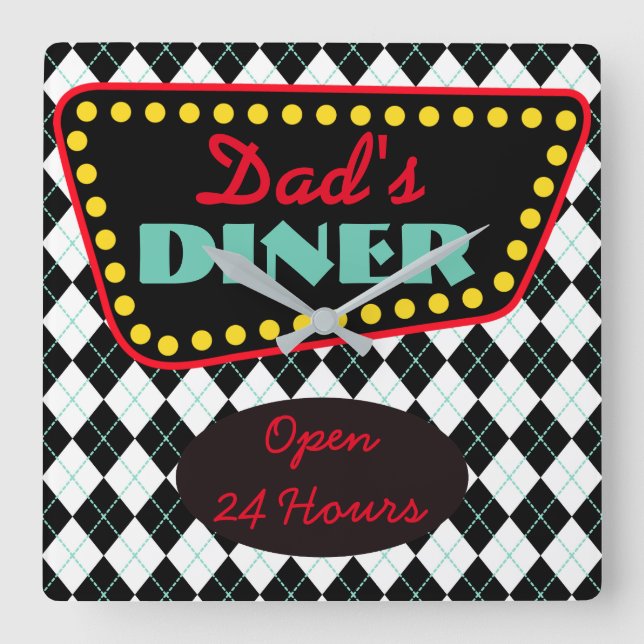 Fête des pères Papa's Diner Cuisine Mur Horloge Ca (Recto)