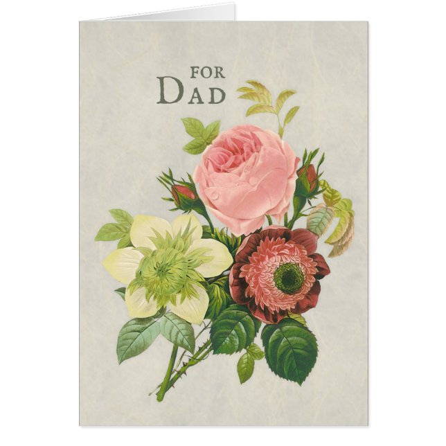 Fête des pères Redouté Bouquet de fleurs Carte de  (Devant)