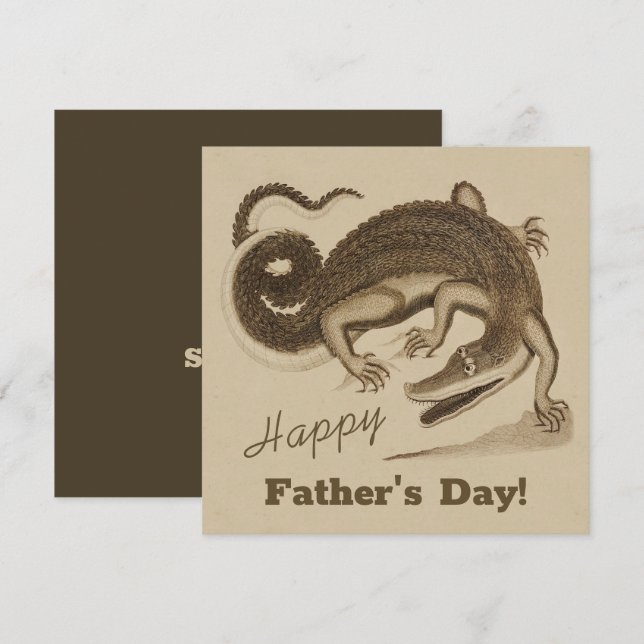 Fête des pères Wild happy dancing crocodile Carte (Devant / Derrière)