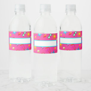 Fête d'été Rose Design Bouteille d'eau Étiquettes