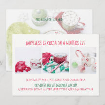 Fête d'hiver Invitation cacao neige Noël Festive