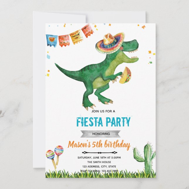 Fête Dinosaur anniversaire Invitation (Devant)