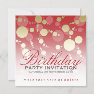 Fête d'or rouge funky moderne Invitations d'annive