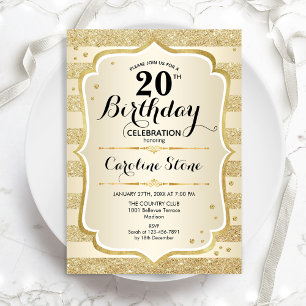 Fête du 20e anniversaire - Gold Invitation
