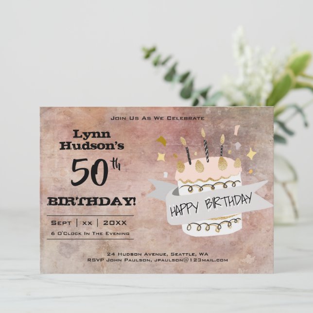 Fête du 50e anniversaire, Votre nom, Invitation (Debout devant)