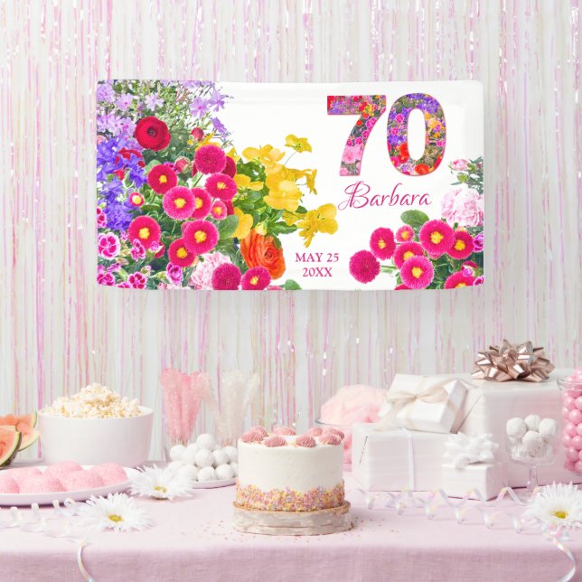 Fête du 70e anniversaire bannière fleurie moderne (Fête)