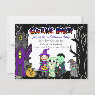 Fête du costume   Invitations de fête d'Halloween