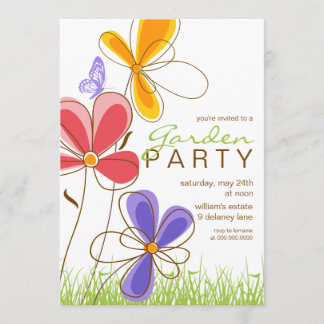 Fête du jardin| Invitation de fleurs et de papillo