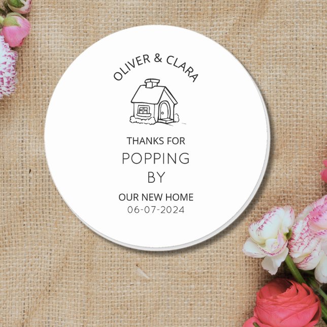 Fête du réchauffement de la maison merci étiquette (Housewarming party favor label sticker realtor open house new home owners return gits favour sticker)