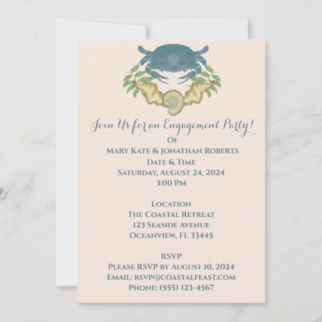Fête élégante de crabe - Faire-part de fiançailles (Devant)