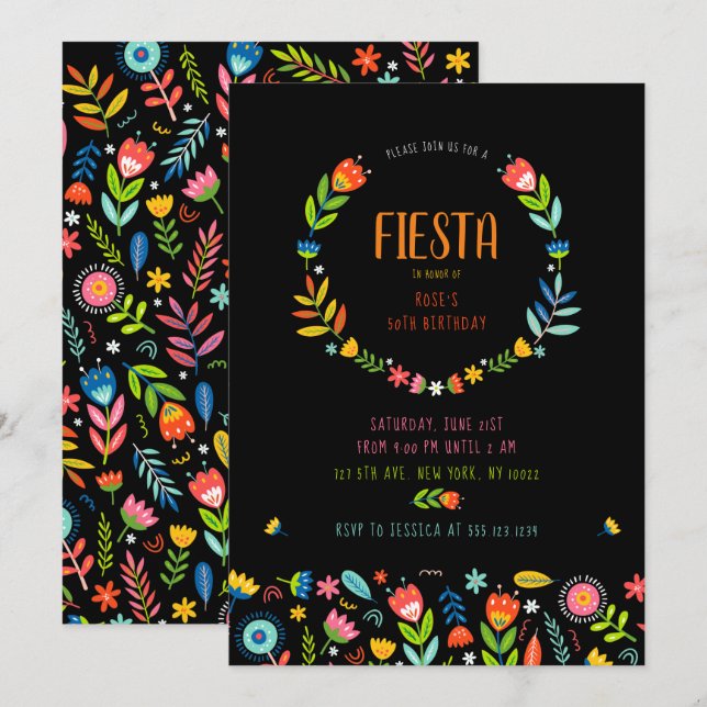 Fête Florale Invitations d'anniversaire (Devant / Derrière)
