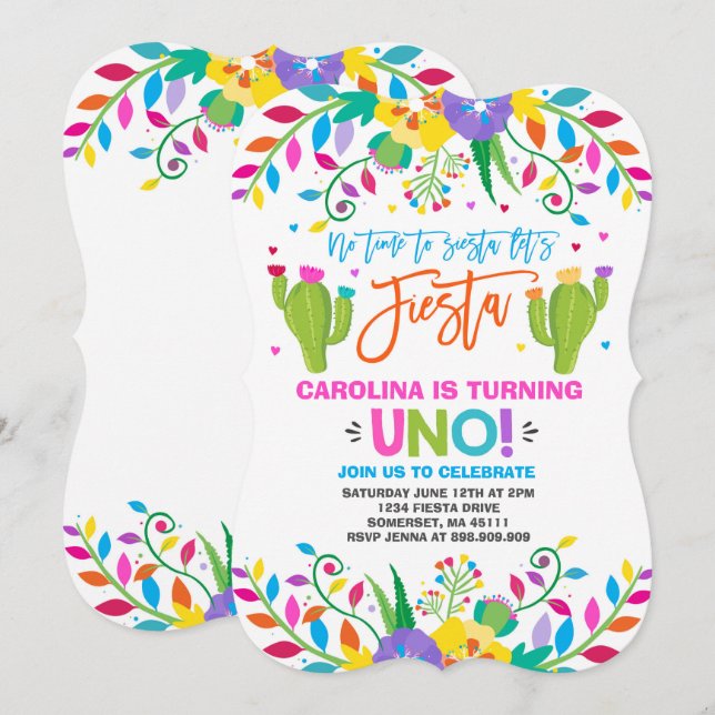 Fête Invitation Anniversaire Mexicaine Anniversair (Devant / Derrière)