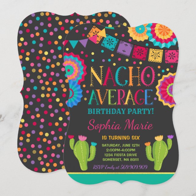 Fête Invitation Anniversaire Nacho Moyenne Fête (Devant / Derrière)