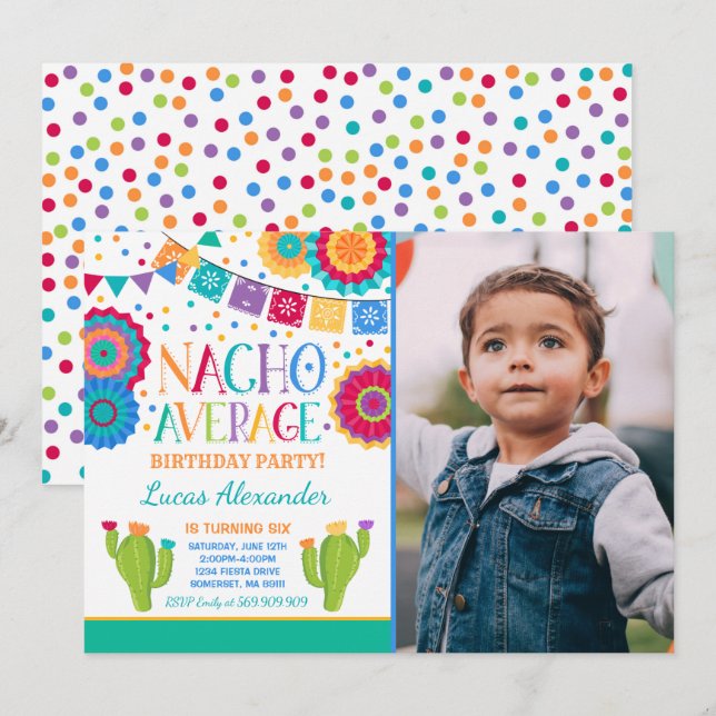 Fête Invitation Anniversaire Nacho Moyenne Fête (Devant / Derrière)