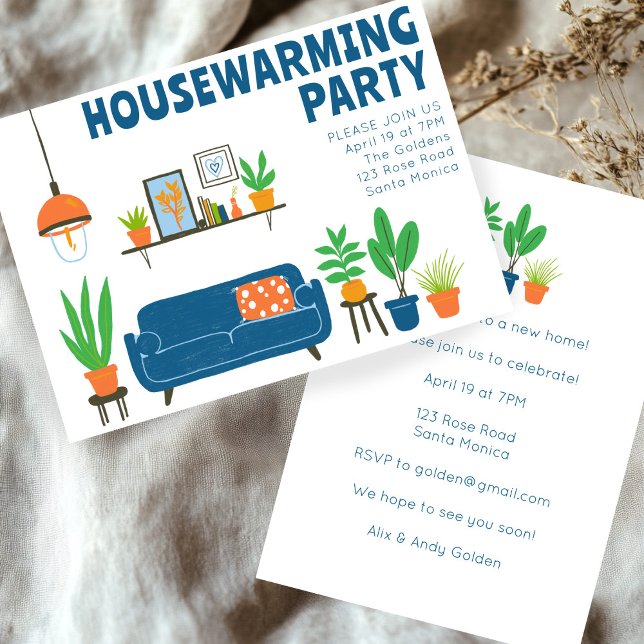 Fête Invitation Cute Living Room Canapé (Housewarming Party Invite Cute Living Room Sofa CUSTOM new home party invitation
)